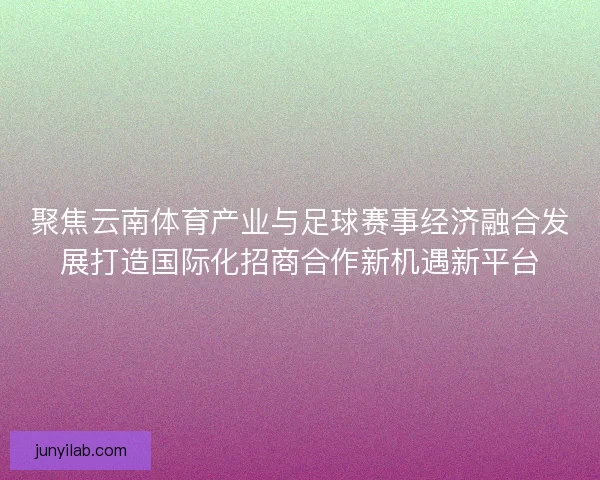 聚焦云南体育产业与足球赛事经济融合发展打造国际化招商合作新机遇新平台